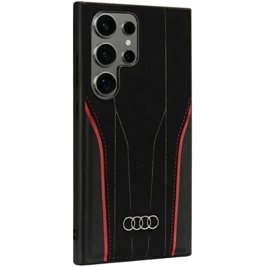 Samsung Galaxy S24 Ultra Audi Genuine Leather MagSafe dėklas - juoda-raudona AU-TPUPCS24U-R8/D3-RD 2