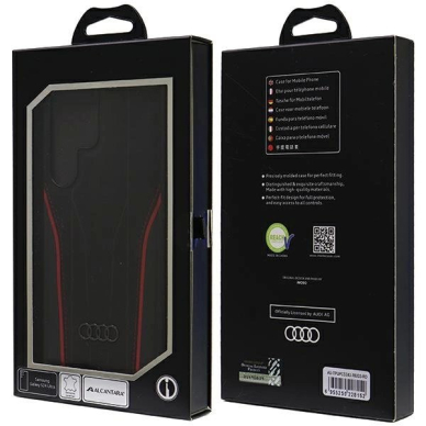 Samsung Galaxy S24 Ultra Audi Genuine Leather MagSafe dėklas - juoda-raudona AU-TPUPCS24U-R8/D3-RD 6