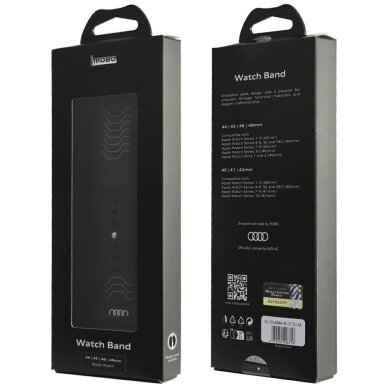 Apple Watch 44 / 45 / 46 / 49 mm Audi geometrinio rašto silikoninis dirželis – juodas 3