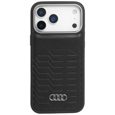 iPhone 17 Pro Max dėklas Audi GT Synthetic Leather, MagSafe – juodas