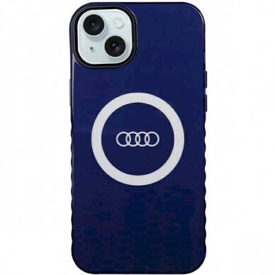 Originalus Audi dėklas IML Big Logo MagSafeiPhone 15 Plus / 14 Plus - mėlynas Originalus Audi dėklas IML Big Logo MagSafeiPhone 15 Plus / 14 Plus - mėlynas