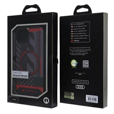 Audi IML Sport MagSafe Dėklas iPhone 15 / 14 / 13 6.1&quot; Juodas/Juodas hardcase AU-IMLMIP15-RSQ/D2-BK 6