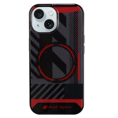 Audi IML Sport MagSafe Dėklas iPhone 15 / 14 Plus Plus 6.7&quot; Juodas/Juodas hardcase AU-IMLMIP15M-RSQ/D2-BK