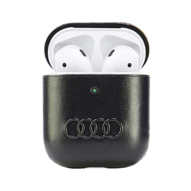 Audi Odinis Big Logo Dėklas skirtas AirPods 1 / 2 - Juodas 1 Audi Odinis Big Logo Dėklas skirtas AirPods 1 / 2 - Juodas 1