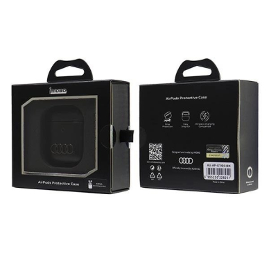 Audi Odinis Big Logo Dėklas skirtas AirPods 1 / 2 - Juodas 5 Audi Odinis Big Logo Dėklas skirtas AirPods 1 / 2 - Juodas 5