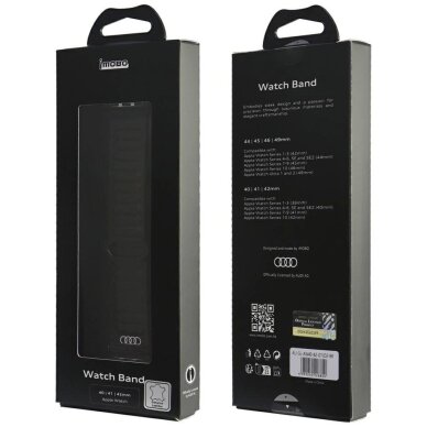 Apple Watch 40 / 41 / 42 mm Audi logotipuotas natūralios odos magnetinis dirželis – juodas 3