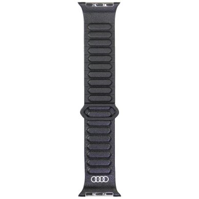 Apple Watch 40 / 41 / 42 mm Audi logotipuotas natūralios odos magnetinis dirželis – juodas