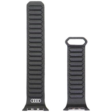 Apple Watch 44 / 45 / 46 / 49 mm Audi logotipuotas natūralios odos magnetinis dirželis – juodas 2