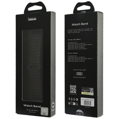 Apple Watch 44 / 45 / 46 / 49 mm Audi logotipuotas natūralios odos magnetinis dirželis – juodas 3 Apple Watch 44 / 45 / 46 / 49 mm Audi logotipuotas natūralios odos magnetinis dirželis – juodas 3