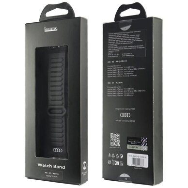 Apple Watch 40 / 41 / 42 mm Audi logotipuotas dirbtinės odos magnetinis dirželis – juodas 3