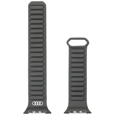 Apple Watch 44 / 45 / 46 / 49 mm Audi logotipuotas dirbtinės odos magnetinis dirželis – juodas 2
