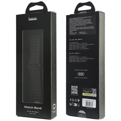 Apple Watch 44 / 45 / 46 / 49 mm Audi logotipuotas dirbtinės odos magnetinis dirželis – juodas 3
