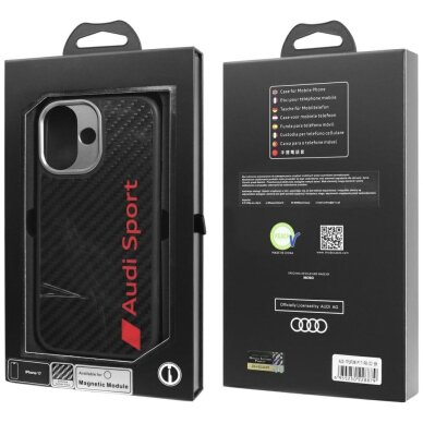 iPhone 17 dėklas Audi R8 Carbon Fiber, MagSafe – juodas 9