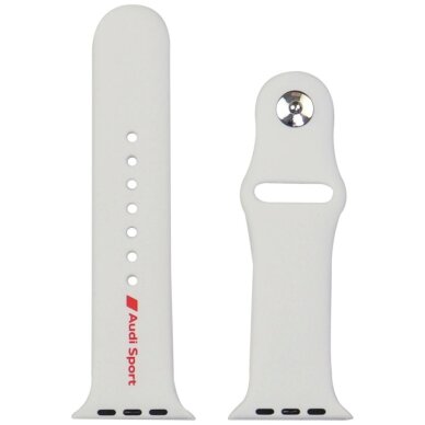 Apple Watch 44 / 45 / 46 / 49 mm Audi Sport Red Logo silikoninis dirželis – baltas 2