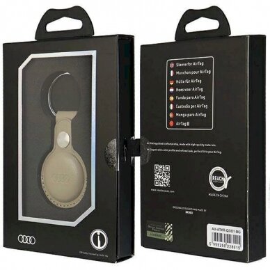 Audi dirbtinės odos AirTag dėklas – smėlinis 6 Audi dirbtinės odos AirTag dėklas – smėlinis 6