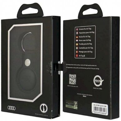 Audi dirbtinės odos AirTag dėklas – juodas 6 Audi dirbtinės odos AirTag dėklas – juodas 6