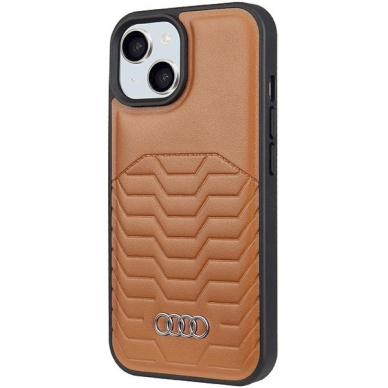 Audi Dirbtinės odos MagSafe dėklas iPhone 15 Plus / 14 Plus - Rudas 1