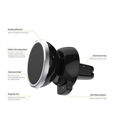 Automobilinis Universalus telefono laikiklis CPH-26, tvirtinamas ant ventiliacijos grotelių, magnetinis Automobilinis Universalus telefono laikiklis CPH-26, tvirtinamas ant ventiliacijos grotelių, magnetinis