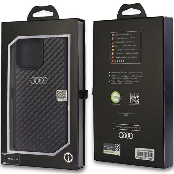 Dėklas Audi Carbon Fiber iPhone 14 Pro Juodas AU-TPUPCIP14P-R8/D2-BK 2 Dėklas Audi Carbon Fiber iPhone 14 Pro Juodas AU-TPUPCIP14P-R8/D2-BK 2
