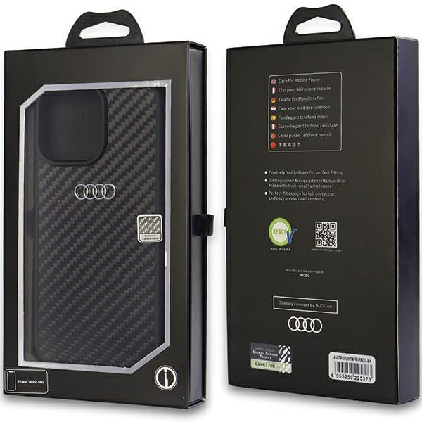 Dėklas Audi Carbon Fiber iPhone 14 Pro Max Juodas AU-TPUPCIP14PM-R8/D2-BK 2 Dėklas Audi Carbon Fiber iPhone 14 Pro Max Juodas AU-TPUPCIP14PM-R8/D2-BK 2