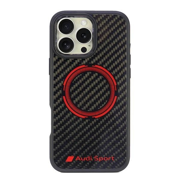 Audi Anglies pluošto Sport Raudonas Circle MagSafe Dėklas skirtas iPhone 16 Pro Max 6.9" - Juodas
