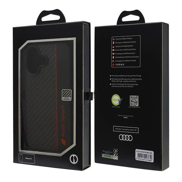 Audi Anglies pluošto Stripe Dėklas skirtas iPhone 16 6.1&quot; - Juodas 6