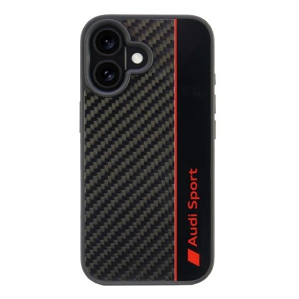 Audi Anglies pluošto Stripe Dėklas skirtas iPhone 16 6.1&quot; - Juodas