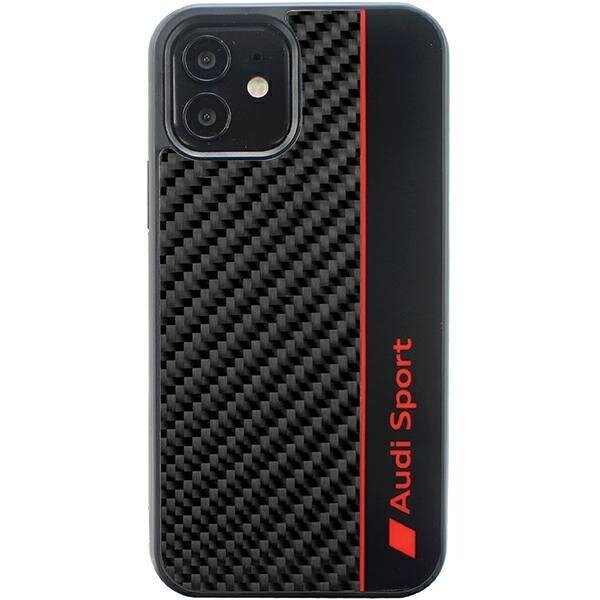 Dėklas Audi Carbon Fiber Stripe iPhone 12/12 Pro Juodas AUS-TPUPCIP12P-R8/D1-BK