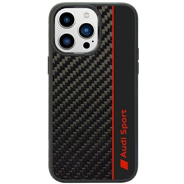 Dėklas Audi Carbon Fiber Stripe iPhone 14 Pro Juodas AUS-TPUPCIP14P-R8/D1-BK Dėklas Audi Carbon Fiber Stripe iPhone 14 Pro Juodas AUS-TPUPCIP14P-R8/D1-BK