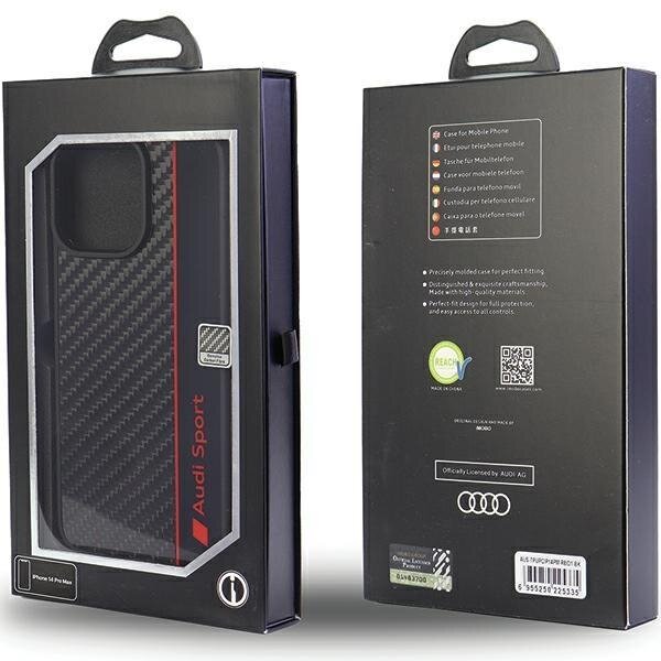 Dėklas Audi Carbon Fiber Stripe iPhone 14 Pro Max Juodas AUS-TPUPCIP14PM-R8/D1-BK 6 Dėklas Audi Carbon Fiber Stripe iPhone 14 Pro Max Juodas AUS-TPUPCIP14PM-R8/D1-BK 6