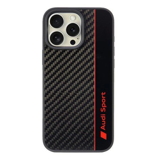 Audi Anglies pluošto Stripe iPhone 16 Pro Max 6.9" Juodas hardcase AUS-TPUPCIP16PM-R8/D1-BK Audi Anglies pluošto Stripe iPhone 16 Pro Max 6.9" Juodas hardcase AUS-TPUPCIP16PM-R8/D1-BK