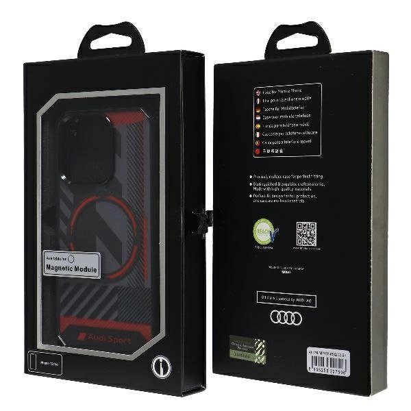 Audi IML Sport MagSafe Dėklas iPhone 15 Pro 6.1&quot; Juodas/Juodas hardcase AU-IMLMIP15P-RSQ/D2-BK 6
