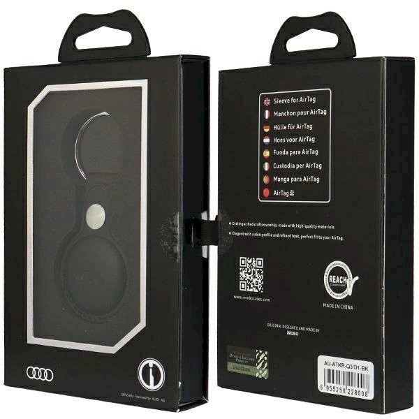 Audi dirbtinės odos AirTag dėklas – juodas 6 Audi dirbtinės odos AirTag dėklas – juodas 6