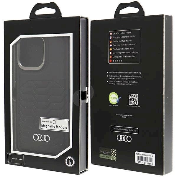 Audi Dirbtinės odos MagSafe dėklas iPhone 14 Pro Max - Juodas 6
