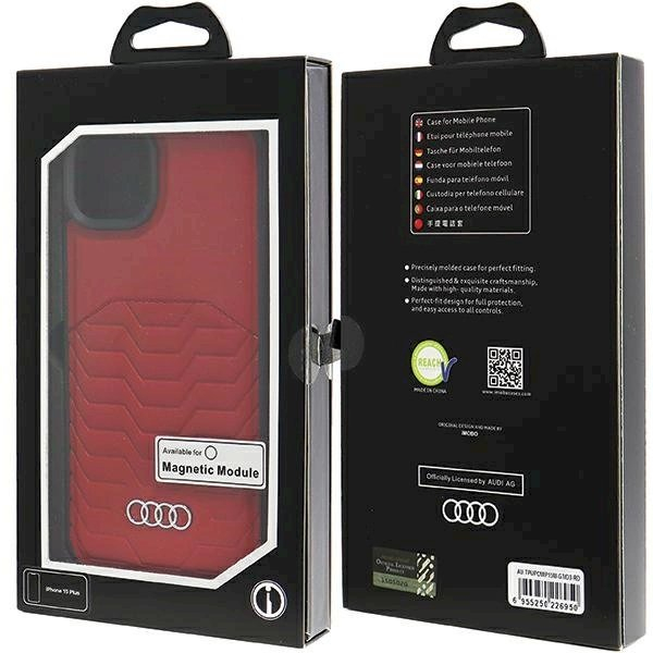 Audi Dirbtinės odos MagSafe dėklas iPhone 15 Plus / 14 Plus - Raudonas 6 Audi Dirbtinės odos MagSafe dėklas iPhone 15 Plus / 14 Plus - Raudonas 6