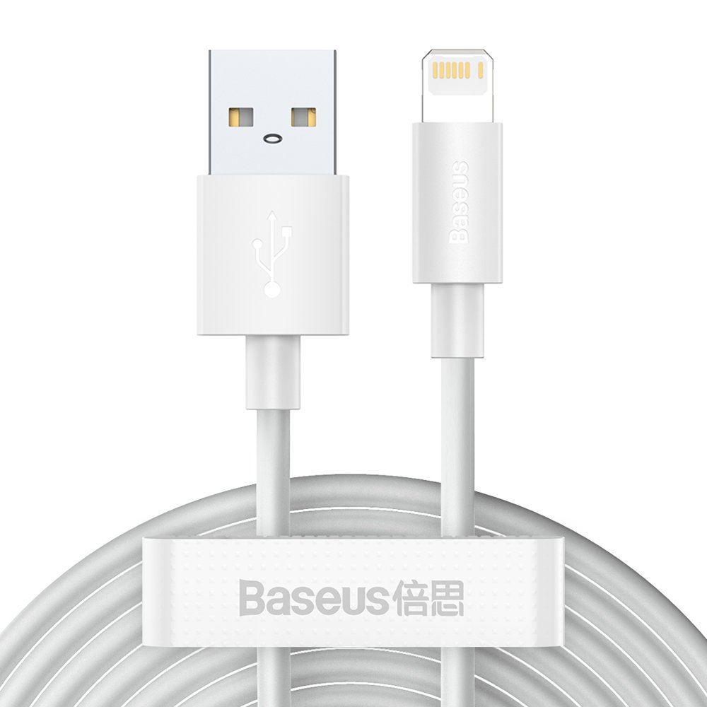 USB kabelis Baseus 2x set USB - Lightning cable fast charging Power Delivery 1,5 m baltas USB kabelis Baseus 2x set USB - Lightning cable fast charging Power Delivery 1,5 m baltas