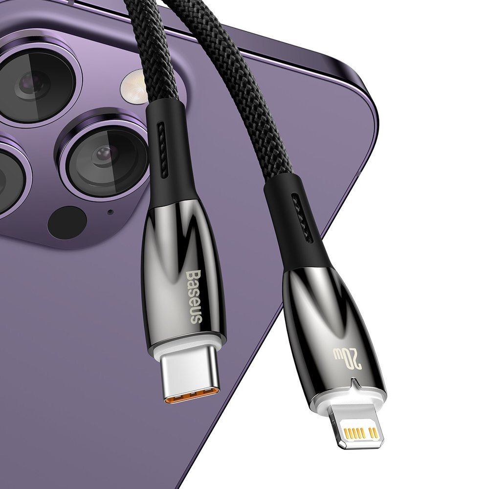 Krovimo kabelis Baseus CADH000101 Lightning – USB-C PD 20 W 480 Mb/s 2 m – juodas 3 Krovimo kabelis Baseus CADH000101 Lightning – USB-C PD 20 W 480 Mb/s 2 m – juodas 3