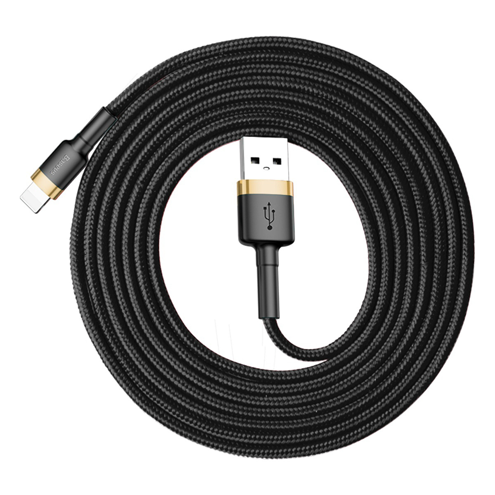 USB Kabelis Durable Nylon Braided Wire Usb / Lightning Qc3.0 1.5A 2M Juodas/auksinis (Calklf-Cv1) 4 USB Kabelis Durable Nylon Braided Wire Usb / Lightning Qc3.0 1.5A 2M Juodas/auksinis (Calklf-Cv1) 4