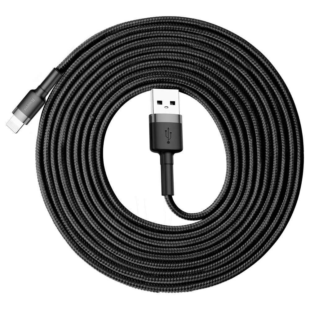 USB Kabelis Durable Nylon Braided Wire Usb / Lightning Qc3.0 2A 3M Juodas/pilkas (Calklf-Rg1) USB Kabelis Durable Nylon Braided Wire Usb / Lightning Qc3.0 2A 3M Juodas/pilkas (Calklf-Rg1)