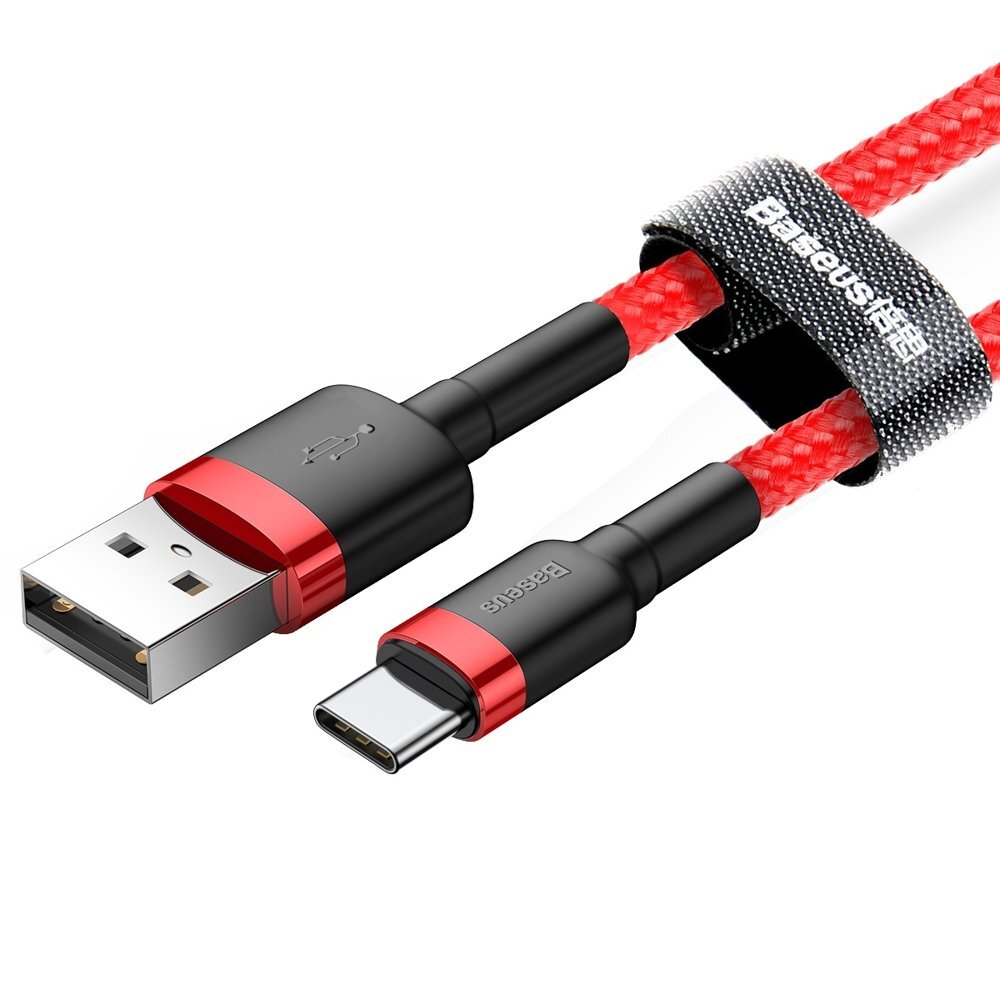 Baseus Cafule Cable Durable Nylon Braided Wire Usb / Usb-C Qc3.0 2A 2M Red (Catklf-C09) Ex-Display  2 Baseus Cafule Cable Durable Nylon Braided Wire Usb / Usb-C Qc3.0 2A 2M Red (Catklf-C09) Ex-Display  2