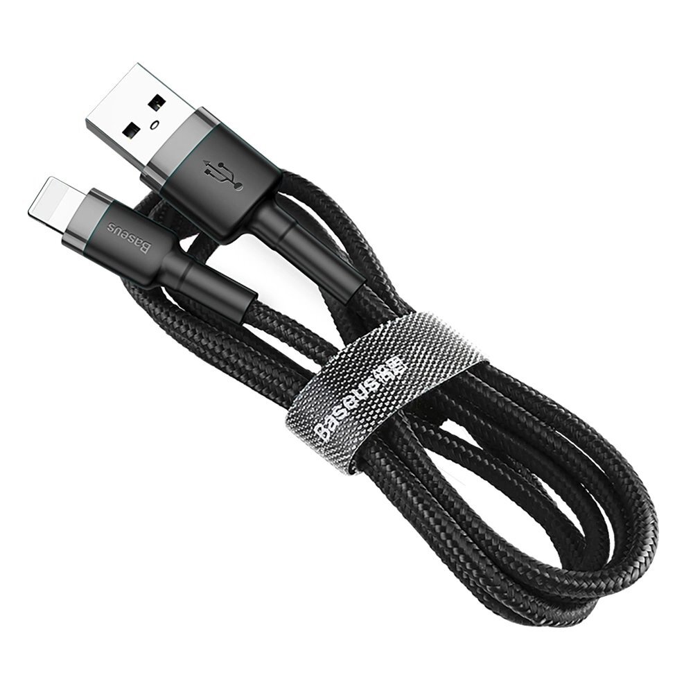 Krovimo kabelis Baseus Cafule USB-A / Lightning 1.5 A QC 3.0 2 m – juodas