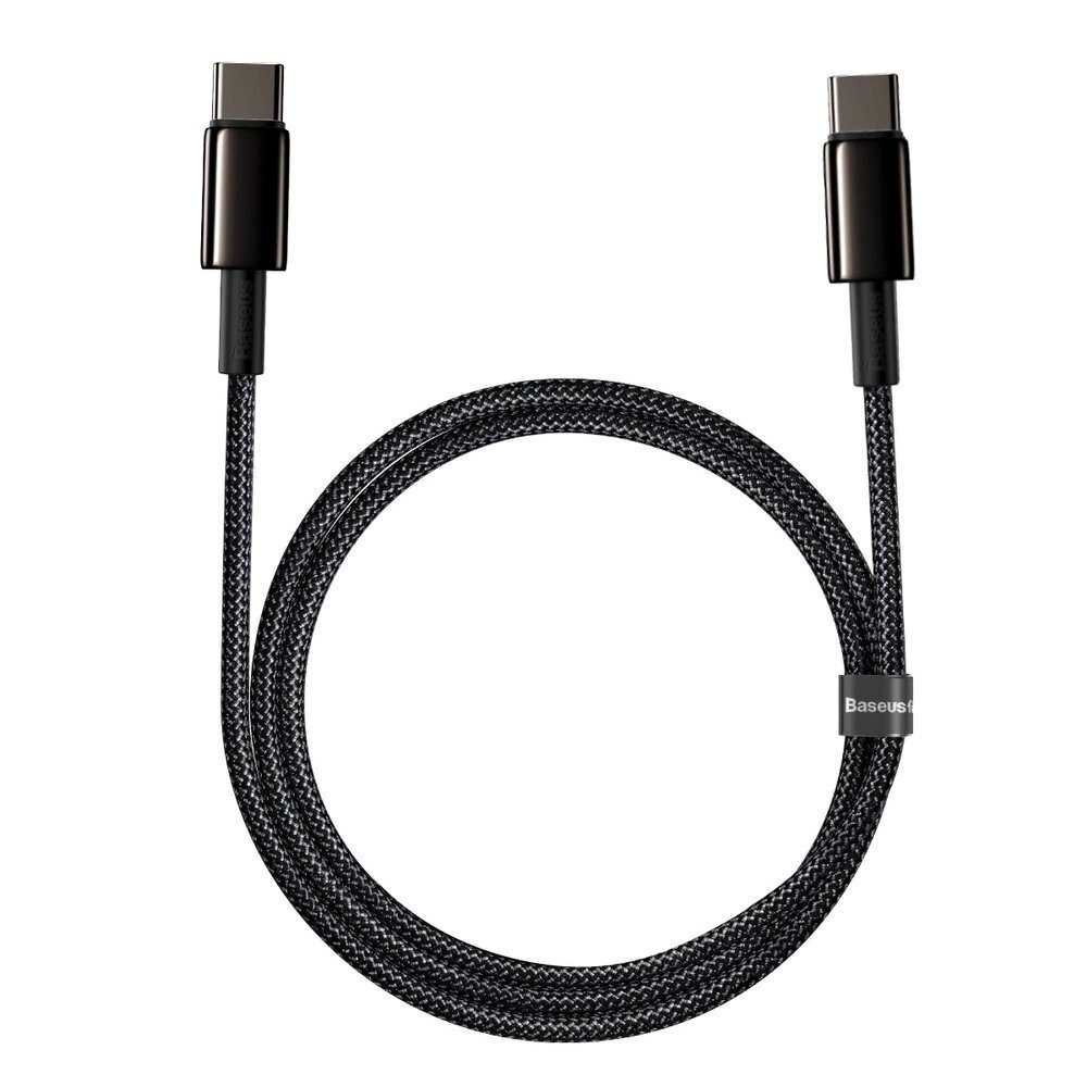 Krovimo kabelis Baseus CATWJ-01 USB-C / USB-C PD QC 100 W 5 A 1 m – juodas 1 Krovimo kabelis Baseus CATWJ-01 USB-C / USB-C PD QC 100 W 5 A 1 m – juodas 1