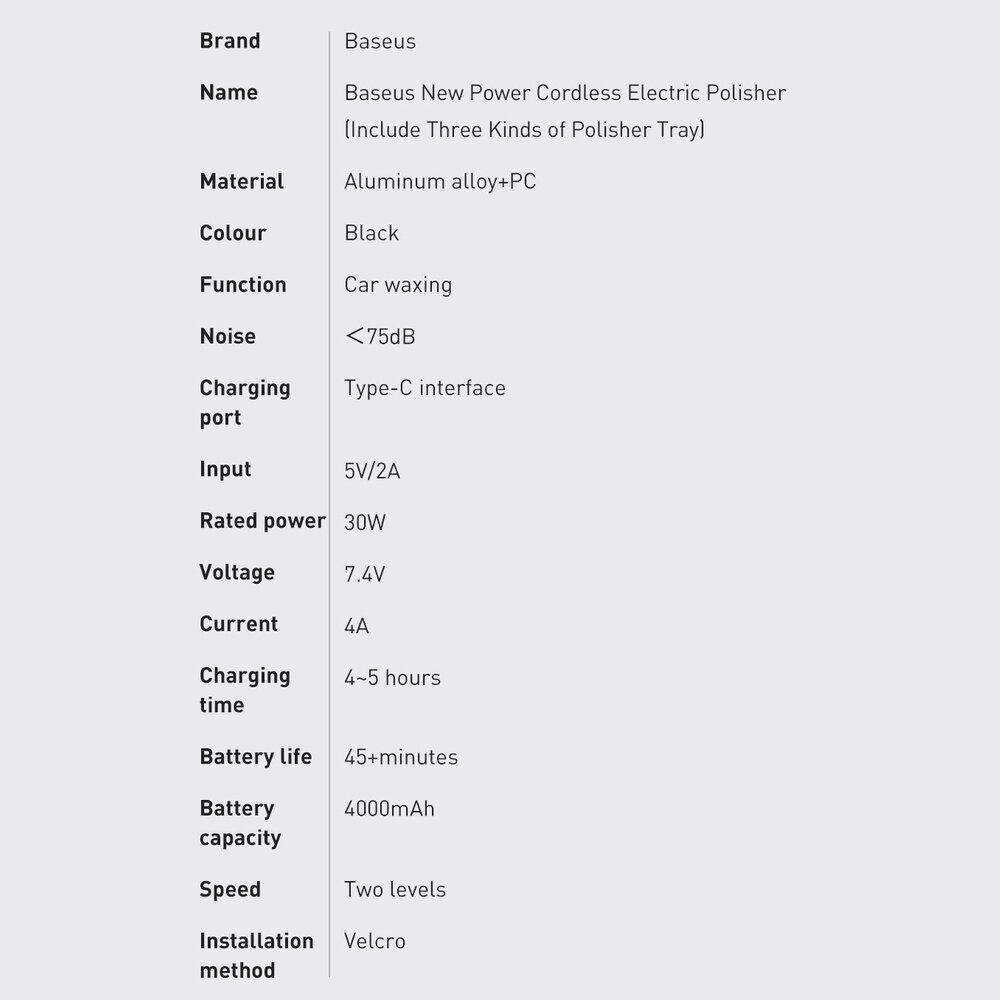 Poliravimo Aparatas Baseus cordless electric polish machine 30W 4000mAh Juodas (CRDLQ-B01) 27