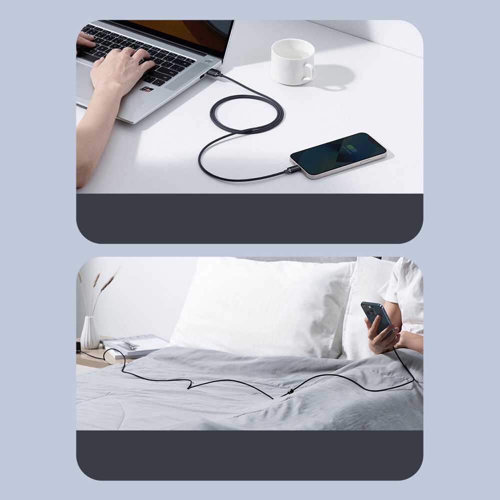 Krovimo kabelis Baseus Crystal Shine Series USB-A / Lightning 2.4 A 2 m – mėlynas (CAJY000103) 16