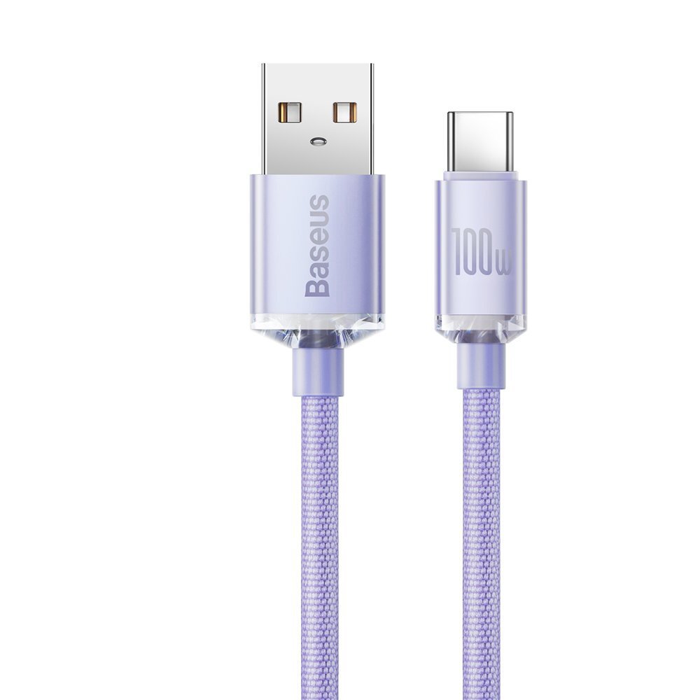 Krovimo kabelis Baseus Crystal Shine Series USB-A / USB-C 100 W 2 m – violetinis (CAJY000505) 1 Krovimo kabelis Baseus Crystal Shine Series USB-A / USB-C 100 W 2 m – violetinis (CAJY000505) 1