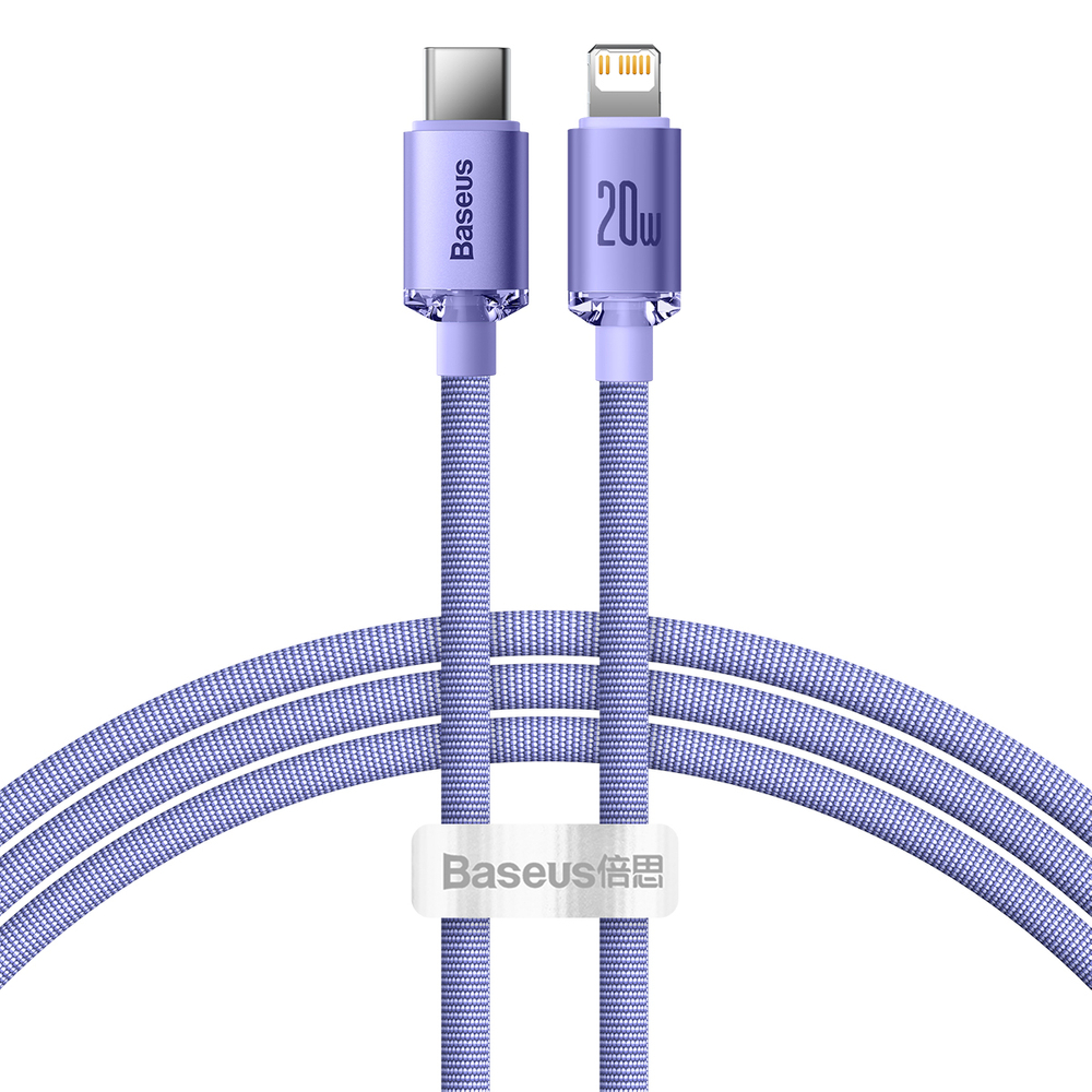 Greito Įkrovimo Kabelis Baseus crystal shine series USB Type C į Lightning 20W 1.2m Violetinis (CAJY000205)