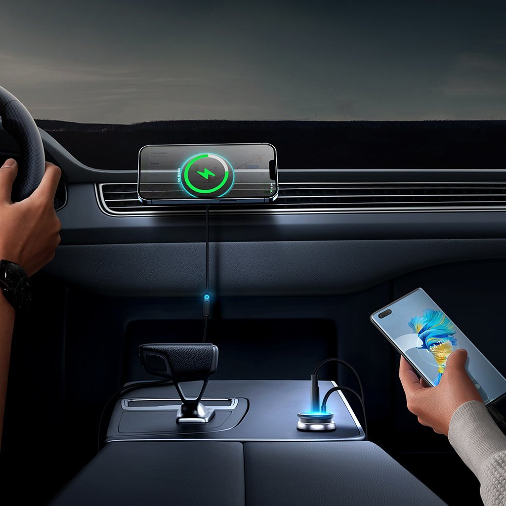 Baseus CW01 MagSafe 15W USB 25W inductive car charger - Juodas 1 Baseus CW01 MagSafe 15W USB 25W inductive car charger - Juodas 1