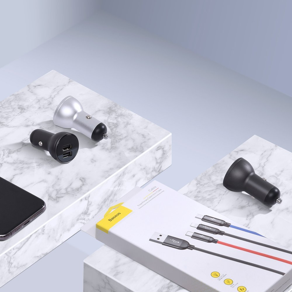 Įkroviklis Baseus Digital Display Dual USB 4.8A Car Charger 24W + 3in1 USB - UBS Type C / micro USB / Lightning 1,2m cable juodas 5 Įkroviklis Baseus Digital Display Dual USB 4.8A Car Charger 24W + 3in1 USB - UBS Type C / micro USB / Lightning 1,2m cable juodas 5