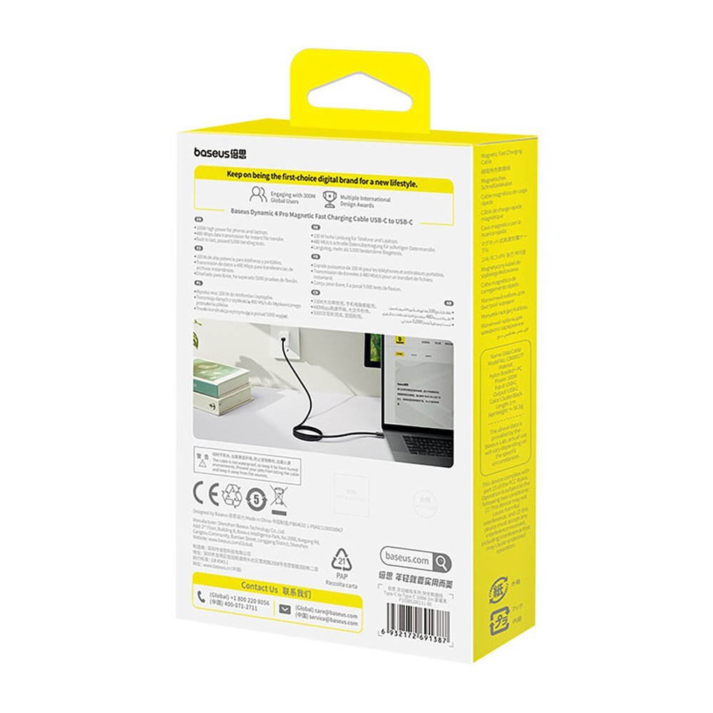 Krovimo kabelis Baseus Dynamic 4 Pro greitas USB-C – USB-C 100 W 1 m – juodas 2 Krovimo kabelis Baseus Dynamic 4 Pro greitas USB-C – USB-C 100 W 1 m – juodas 2