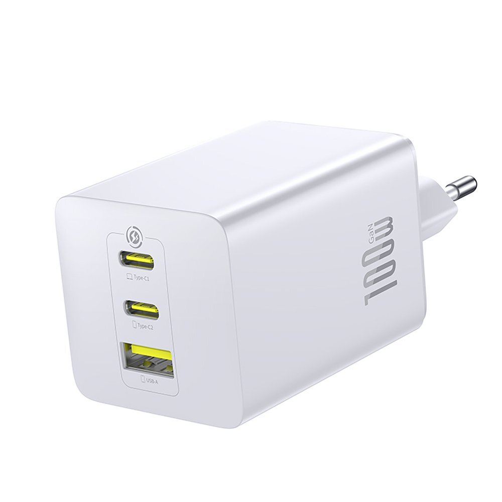 Sieninis įkroviklis Baseus EnerFill FE11 2 x USB-C / USB-A 100 W – baltas